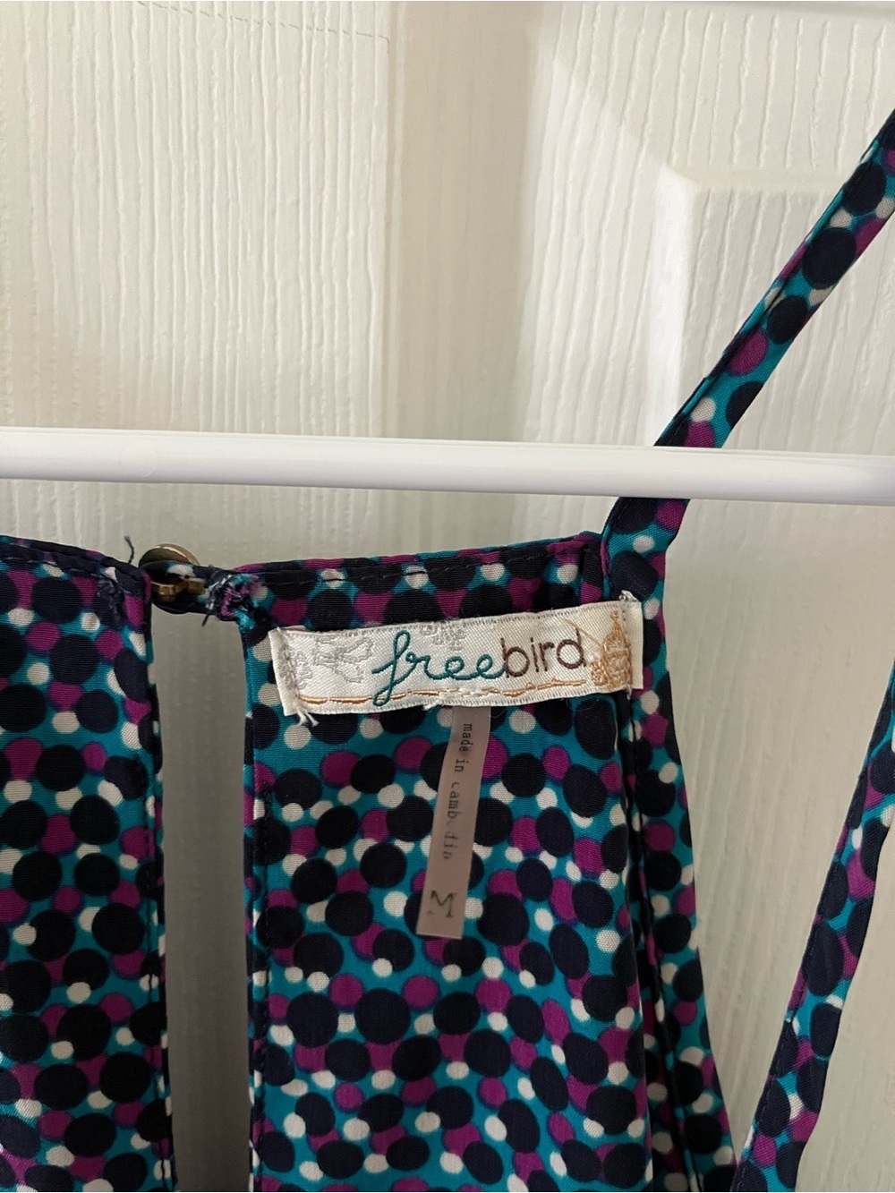 freebird Navy Geo Halter Camisole with Teal & Purple Dots - Picture 5 of 5